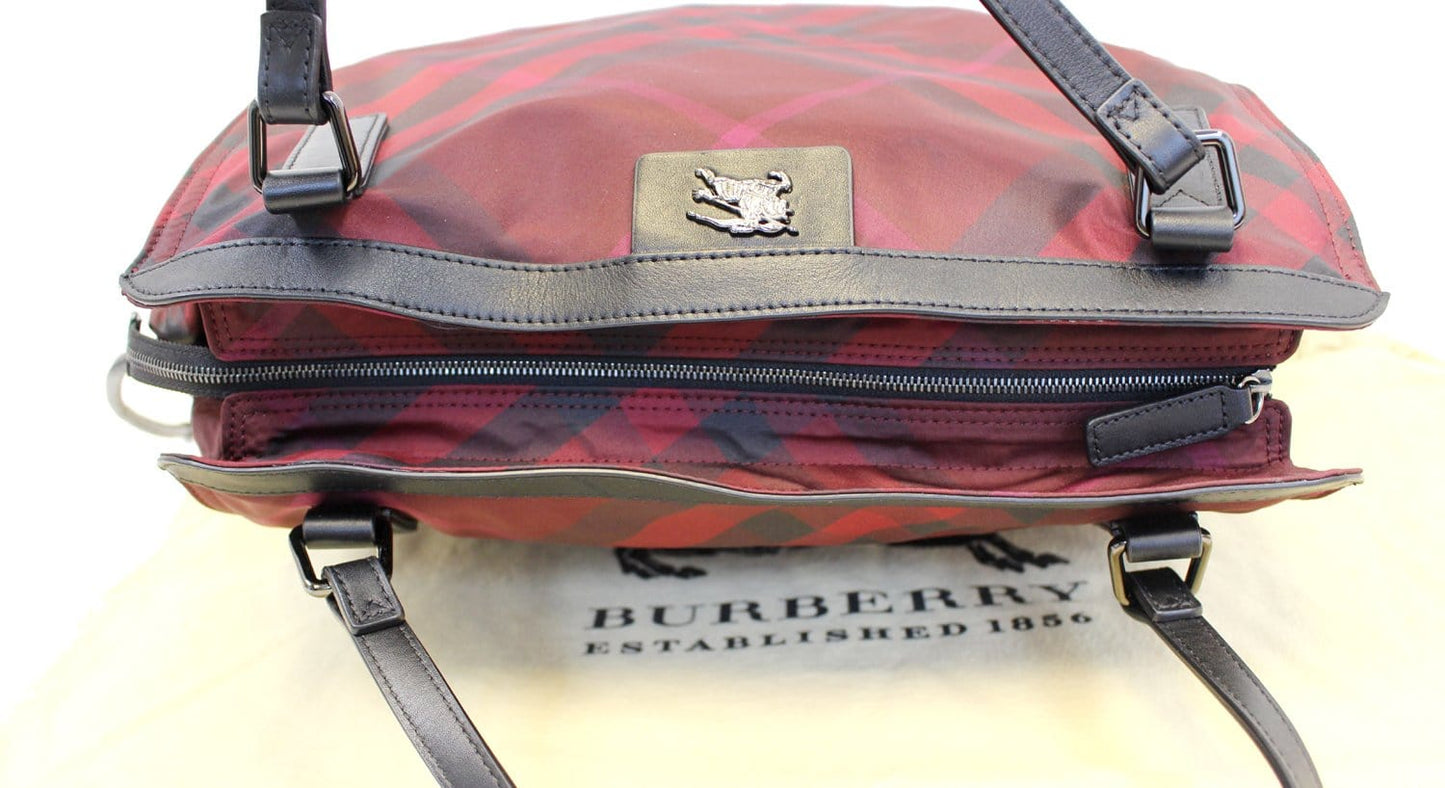 Burberry Buckleigh Packable Burgundy Nylon/Leather Tote Shoulder Bag