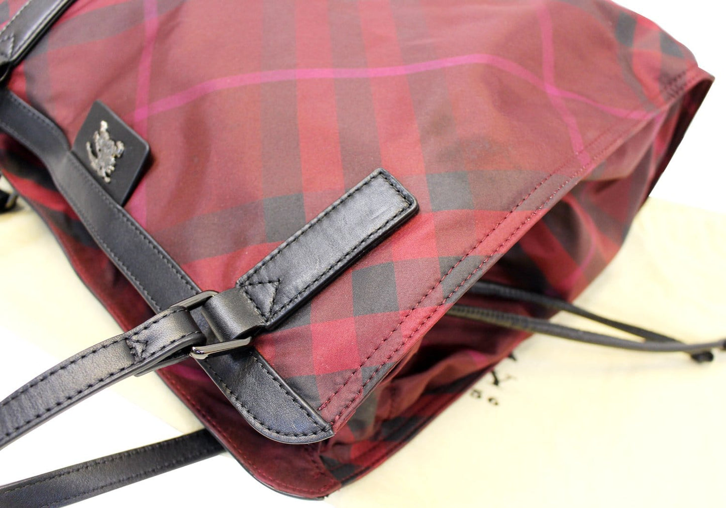 Burberry Buckleigh Packable Burgundy Nylon/Leather Tote Shoulder Bag