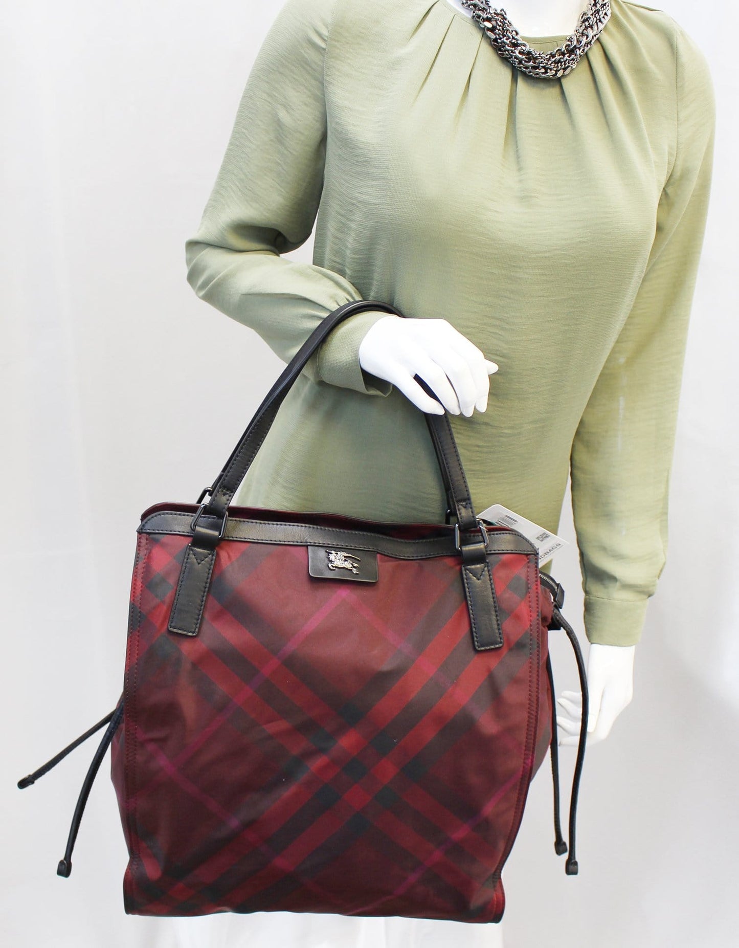 Burberry Buckleigh Packable Burgundy Nylon/Leather Tote Shoulder Bag