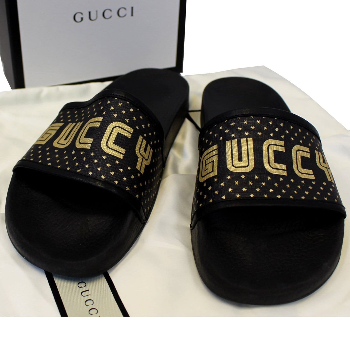 GUCCI Black Supreme Canvas Slide Sandal Size 11 519982 - Last Call