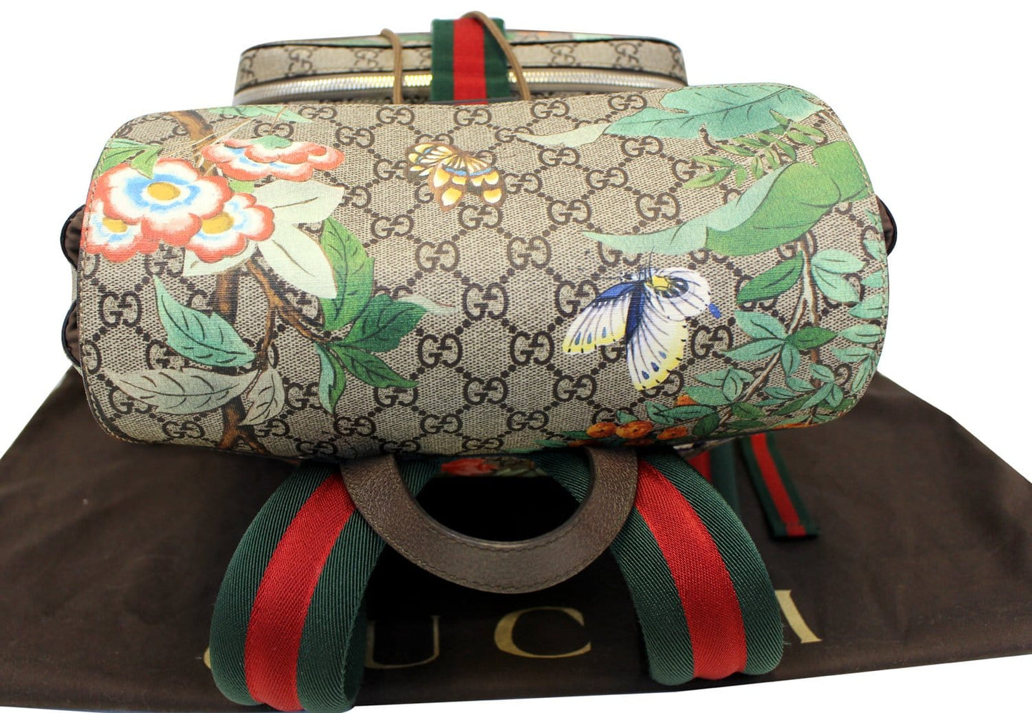 GUCCI Beige/Green GG Coated Canvas GG Blooms Backpack