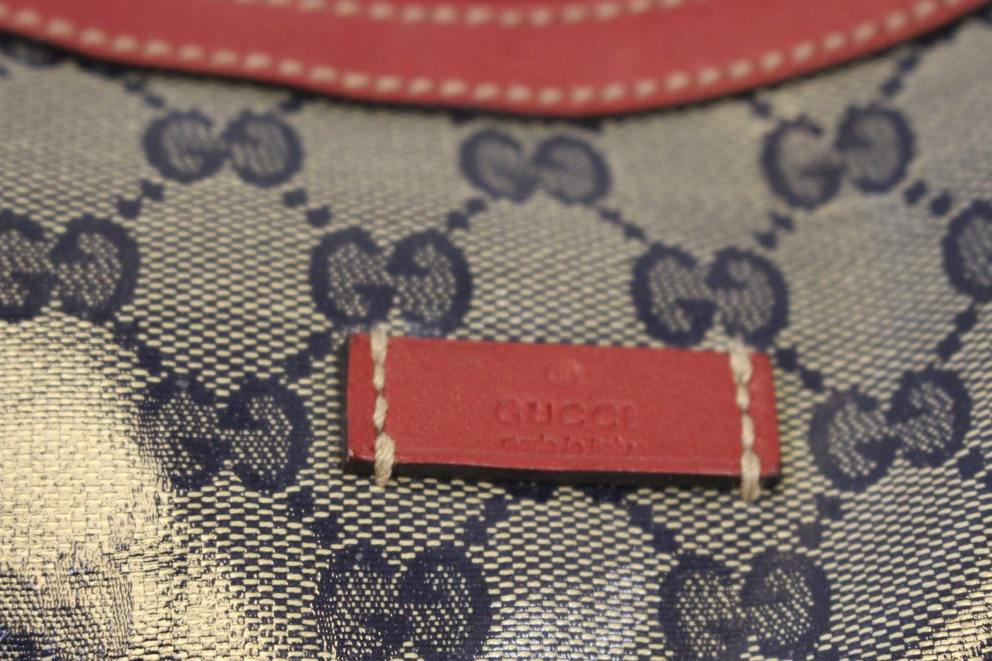 GUCCI 181092 GG Canvas Red Navy Blue Messenger Bag