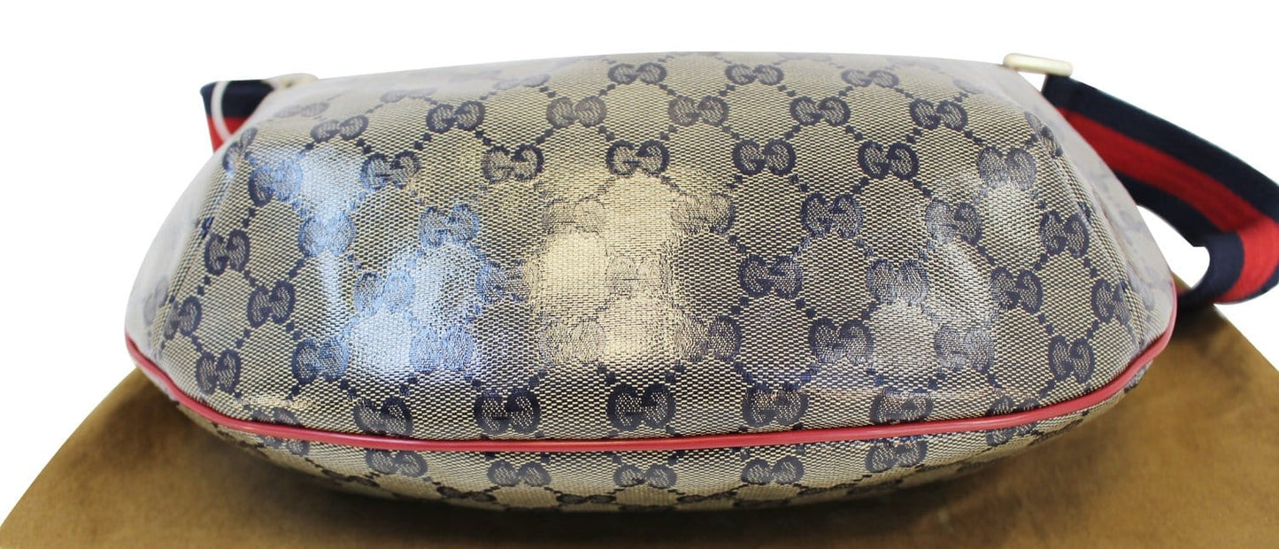 GUCCI 181092 GG Canvas Red Navy Blue Messenger Bag