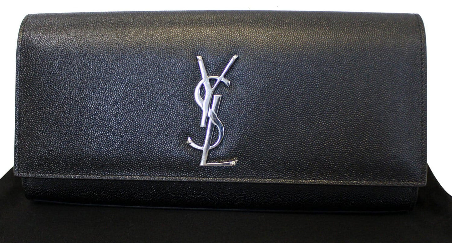 YVES SAINT LAURENT Kate Black Leather Clutch