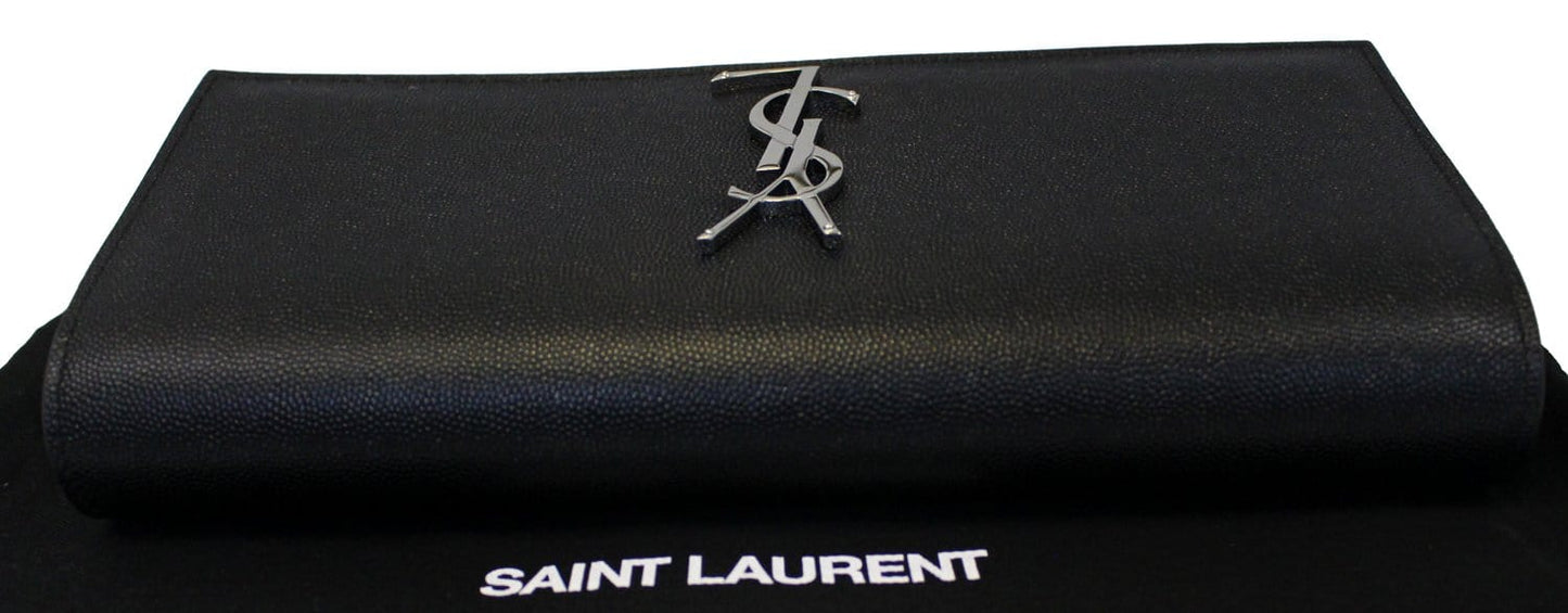 YVES SAINT LAURENT Kate Black Leather Clutch