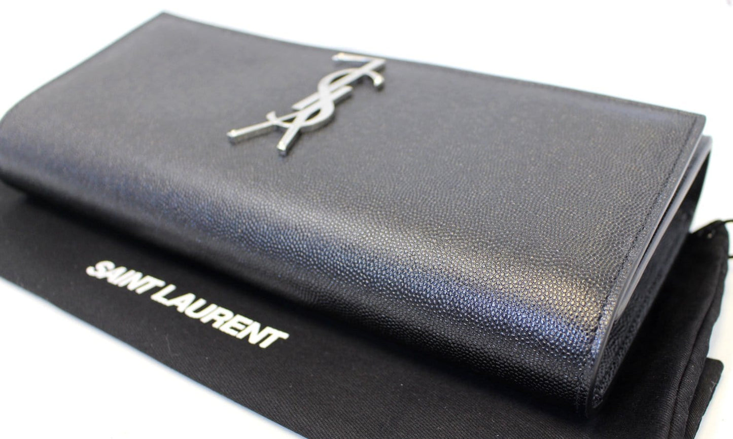YVES SAINT LAURENT Kate Black Leather Clutch