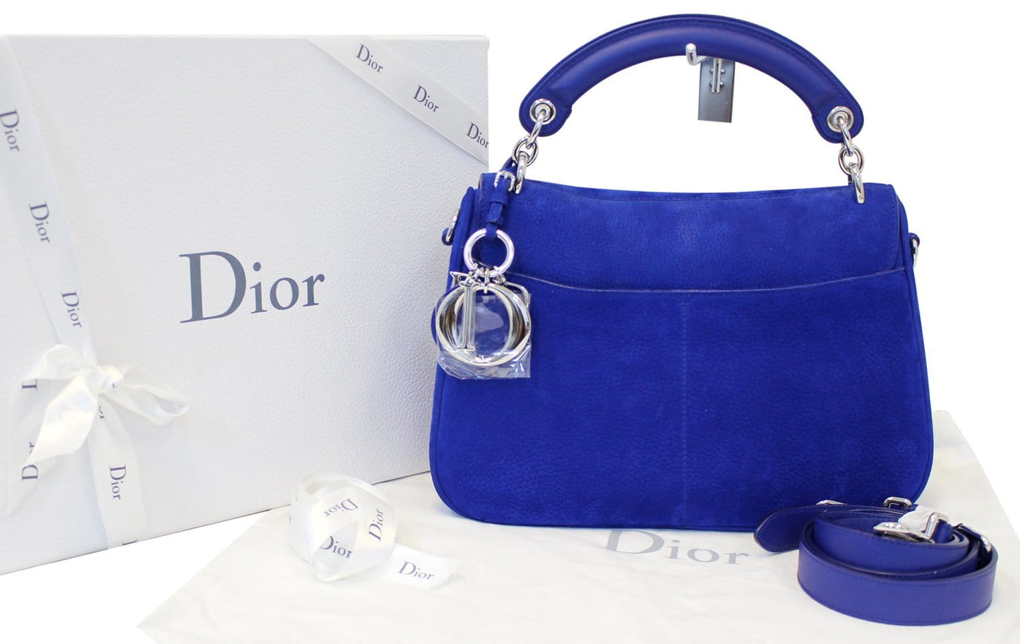 Christian Dior Dune Suede Leather Blue Shoulder Handbag