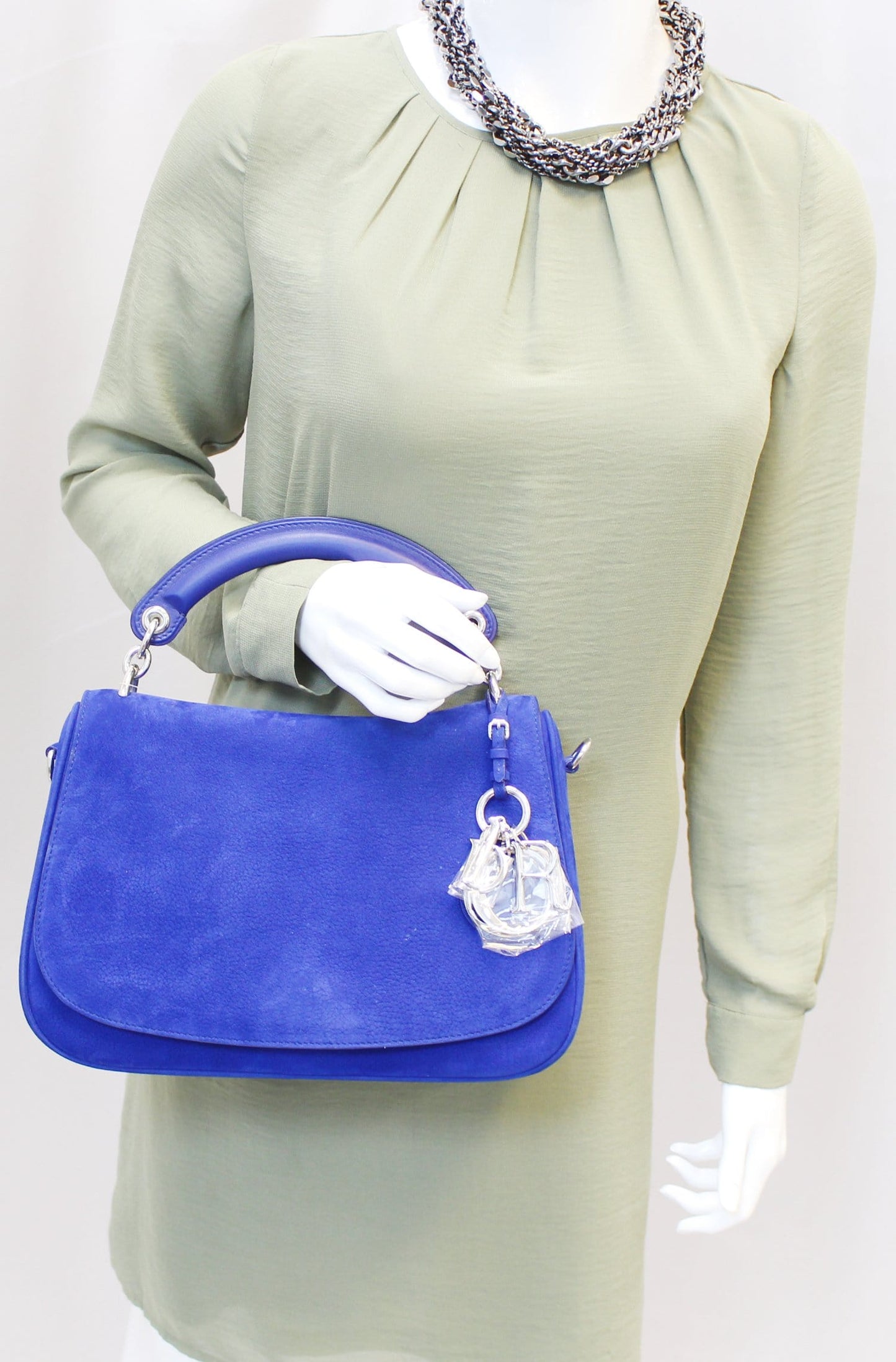 Christian Dior Dune Suede Leather Blue Shoulder Handbag