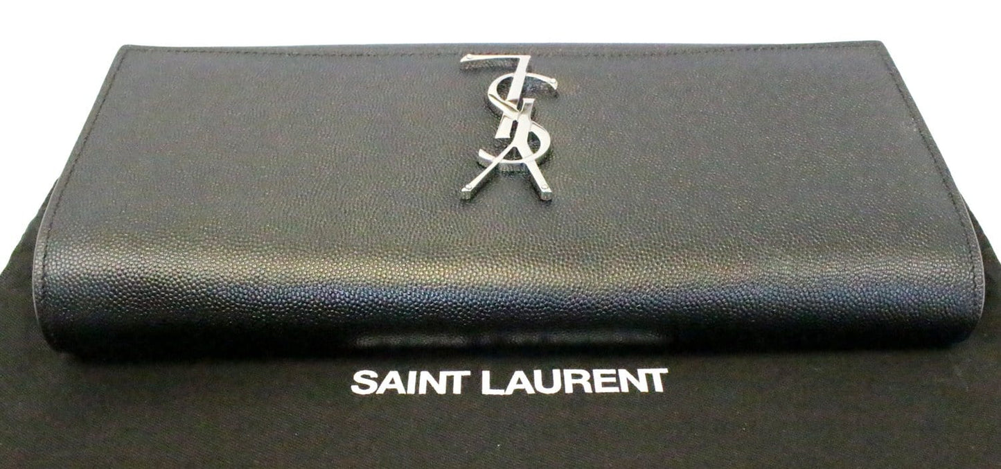 YVES SAINT LAURENT Kate Black Leather Clutch
