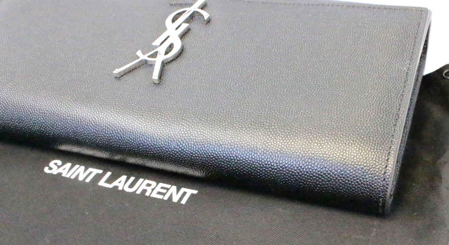 YVES SAINT LAURENT Kate Black Leather Clutch