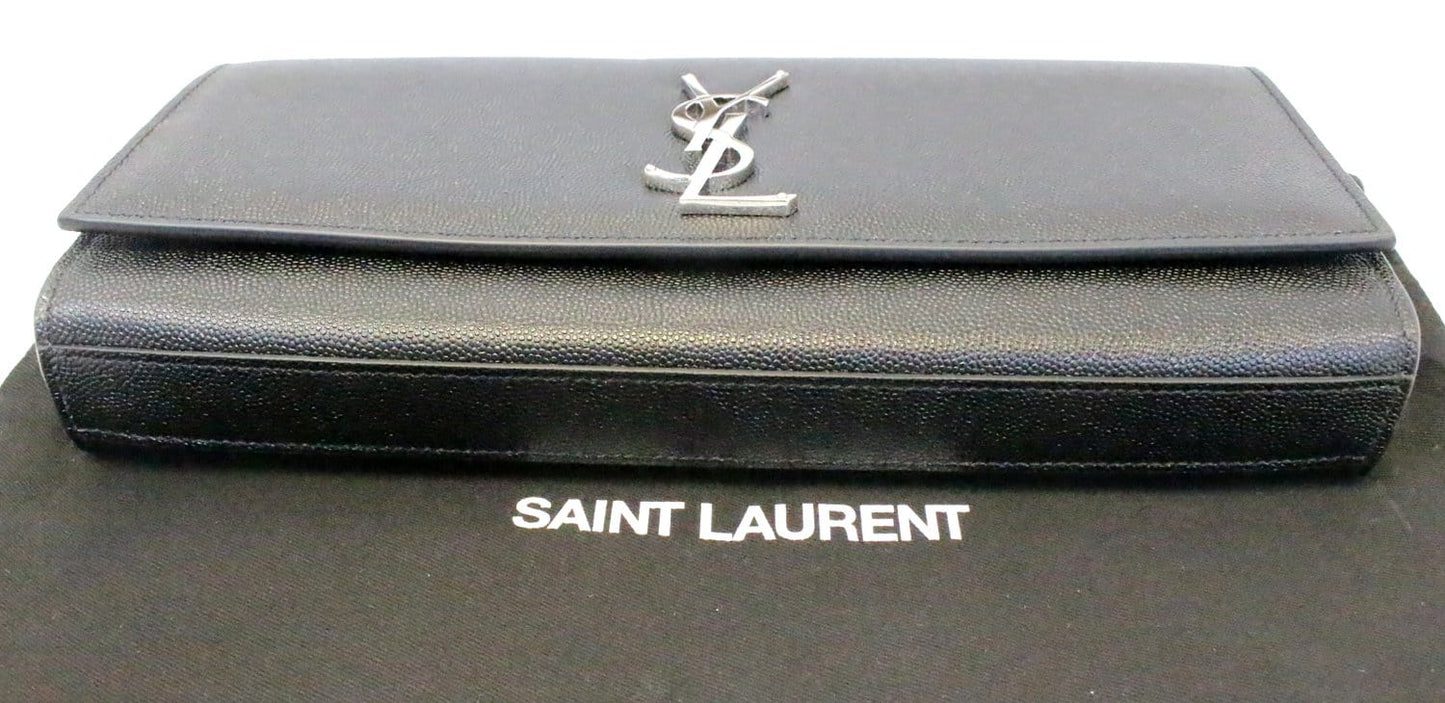 YVES SAINT LAURENT Kate Black Leather Clutch