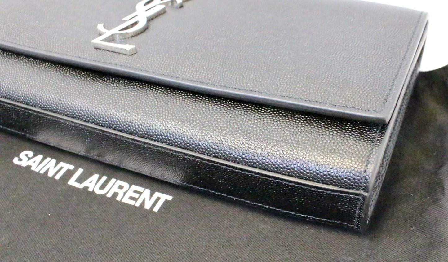 YVES SAINT LAURENT Kate Black Leather Clutch