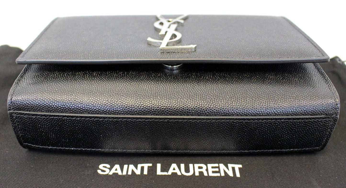YVES SAINT LAURENT Kate Black Leather Medium Chian Clutch Crossbody Bag
