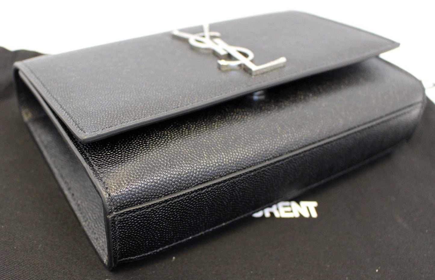 YVES SAINT LAURENT Kate Black Leather Medium Chian Clutch Crossbody Bag
