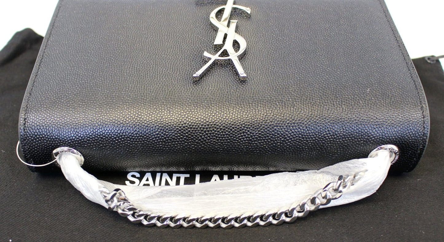 YVES SAINT LAURENT Kate Black Leather Chian Clutch Crossbody Bag