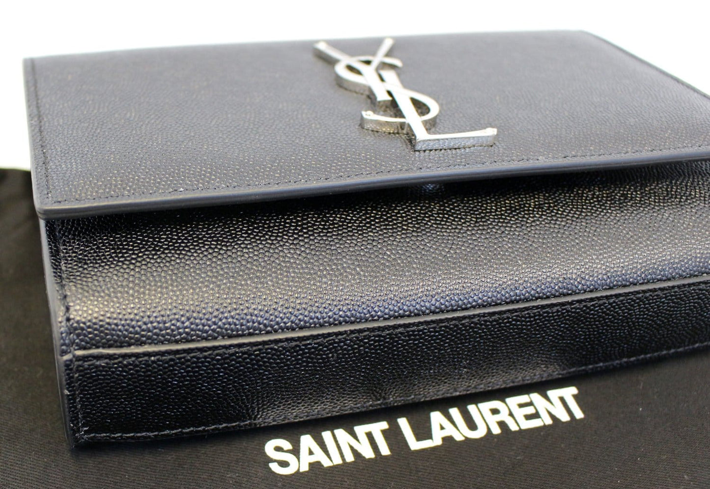 YVES SAINT LAURENT Kate Black Leather Chian Clutch Crossbody Bag