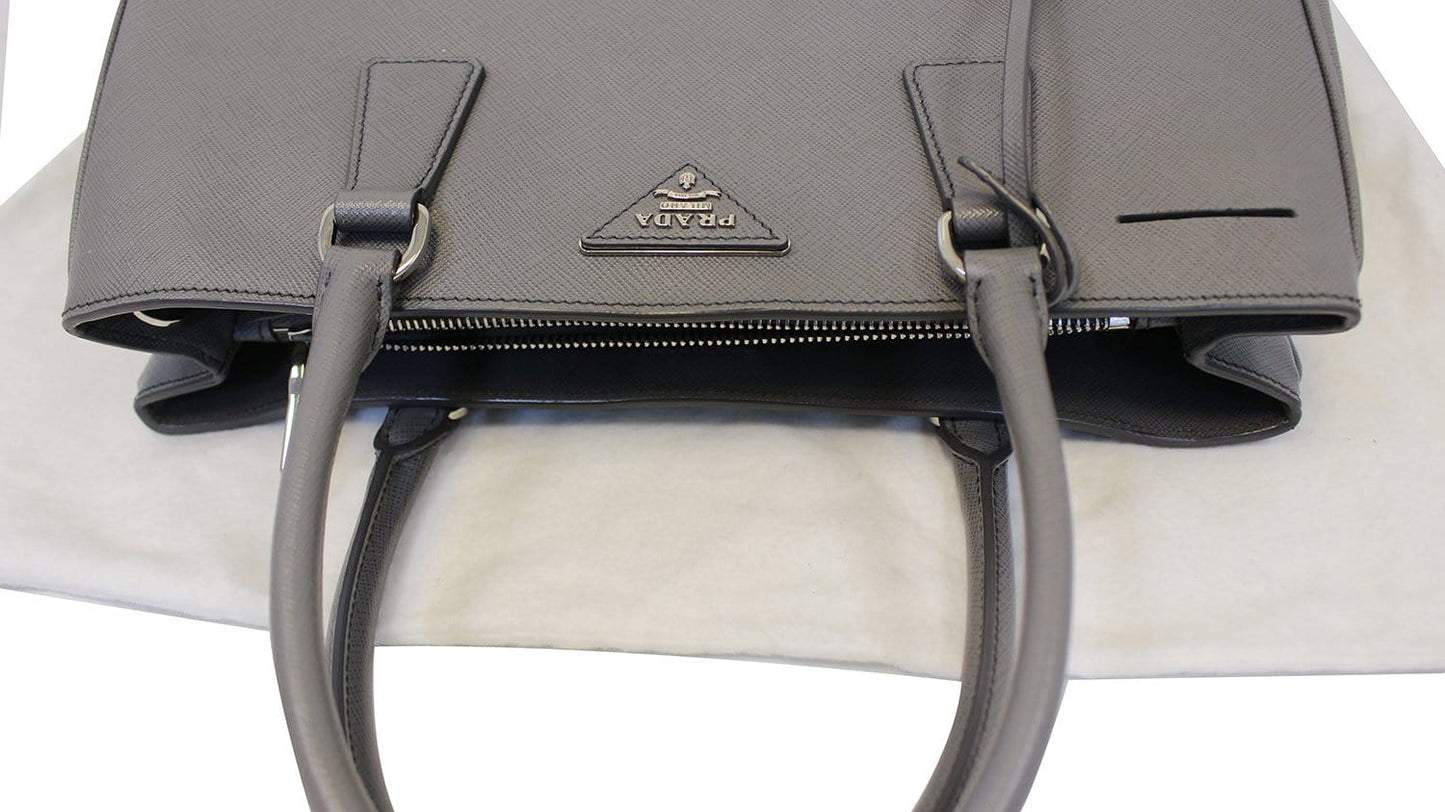 Prada Saffiano Executive Dark Grey Tote Shoulder Bag