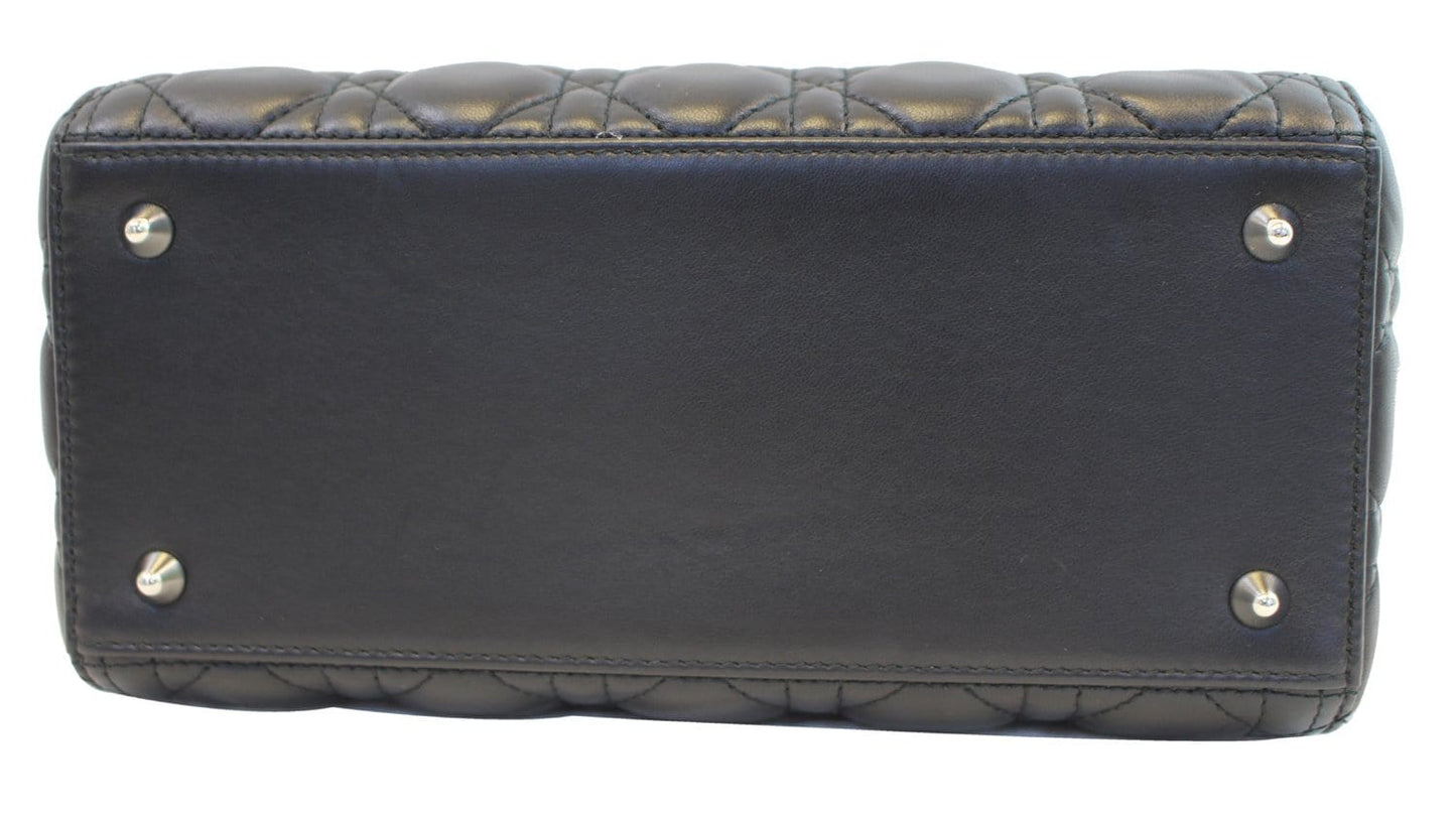 CHRISTIAN DIOR Cannage Quilted Lambskin Leather Lady Dior Medium Bag