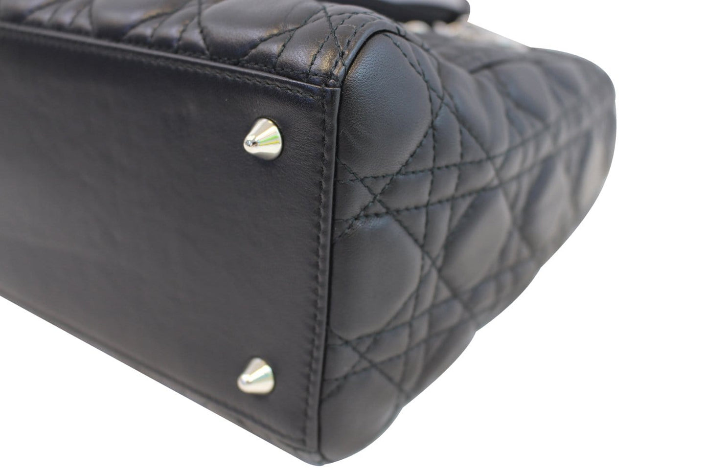 CHRISTIAN DIOR Cannage Quilted Lambskin Leather Lady Dior Medium Bag