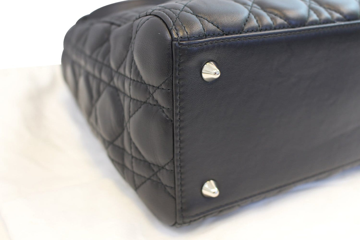 CHRISTIAN DIOR Cannage Quilted Lambskin Leather Lady Dior Medium Bag