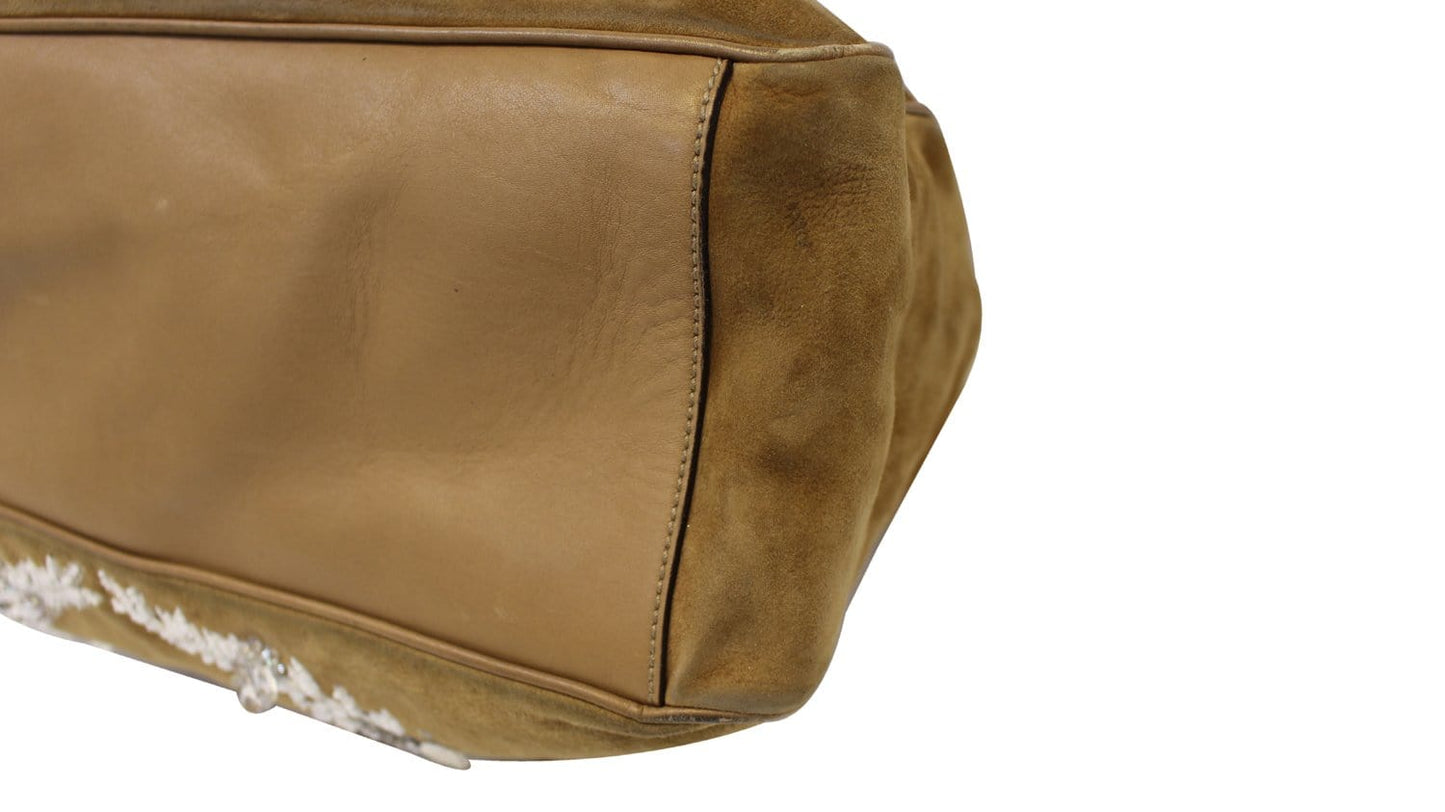 GUCCI Limited Edition White/Brown Embroidered Canvas Positano Bag - Final Call