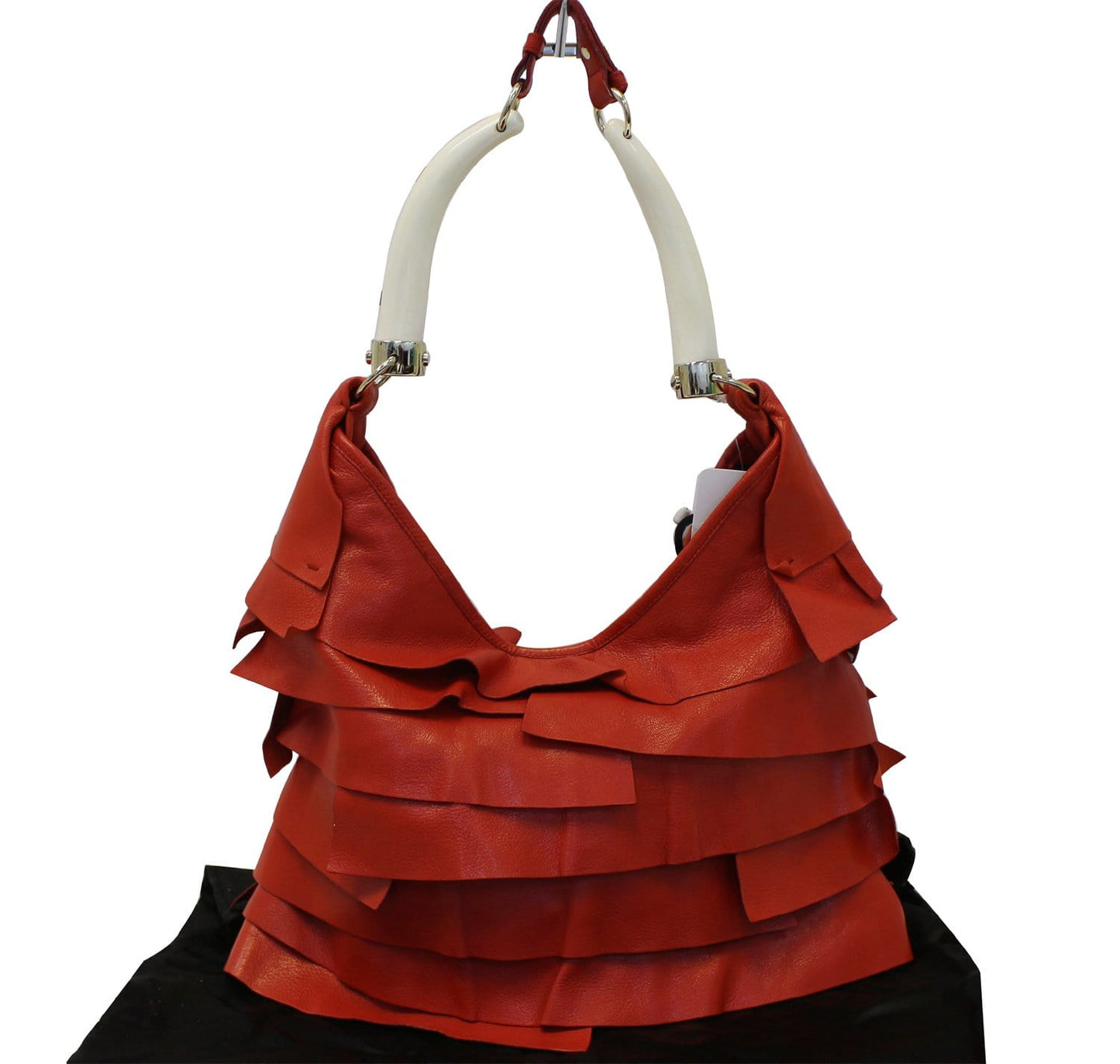 YVES SAINT LAURENT Red Leather St. Tropez Horn Bag - Final Call