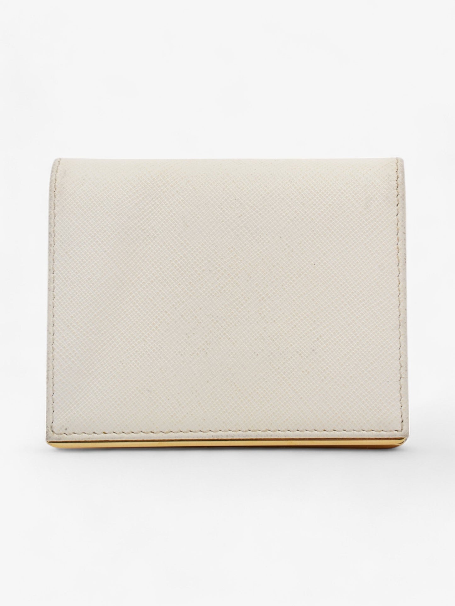Prada Bifold Wallet White / Gold Saffiano Leather