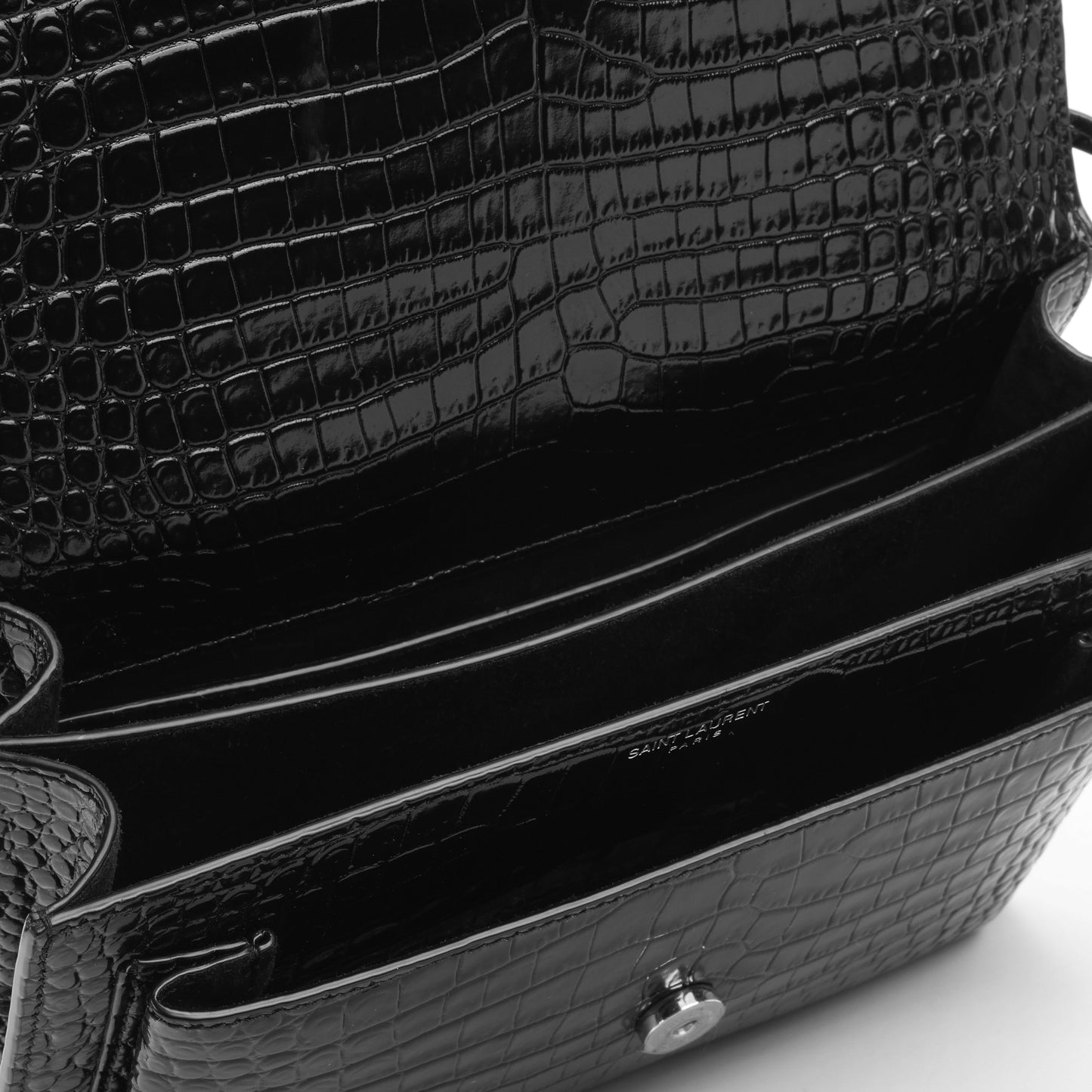 Saint Laurent Medium Sunset - Black Croc Embossed