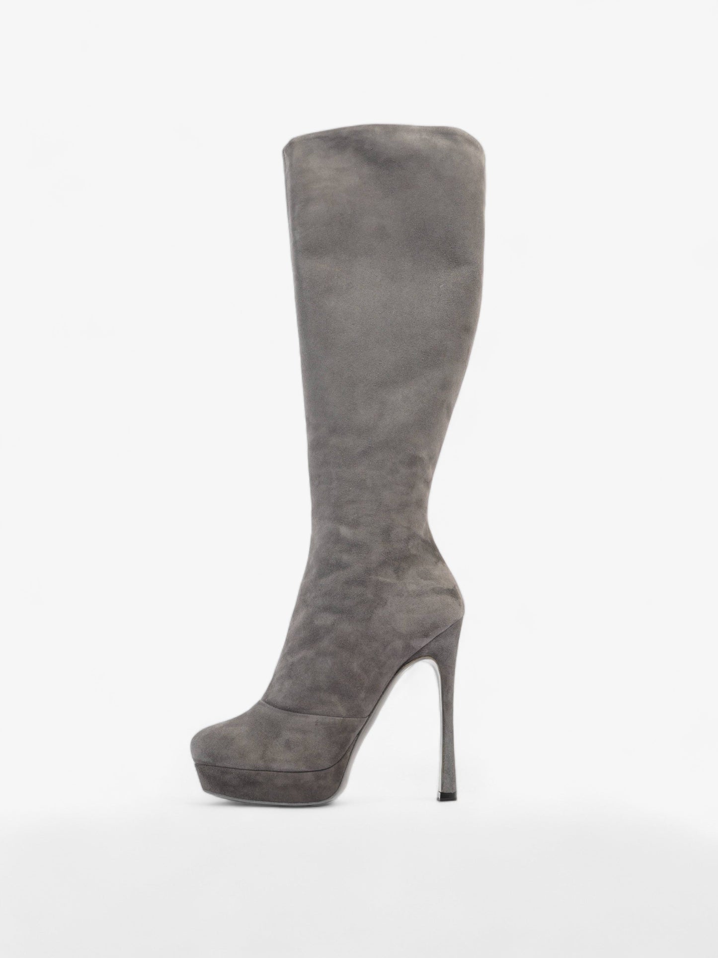 Saint Laurent Gisele Boots 105 Grey Suede EU 38.5 UK 5.5