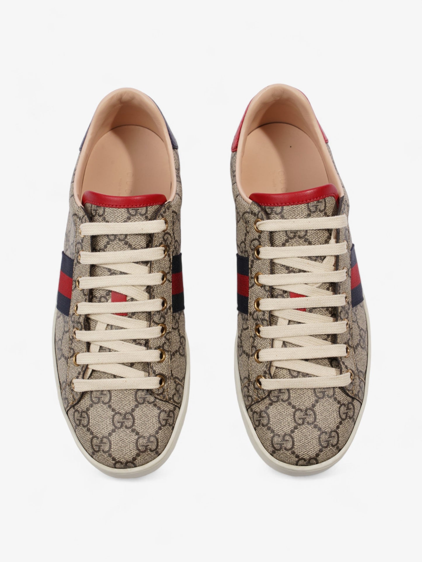 Gucci Ace Supreme GG Sneakers Beige Monogram / Red / Navy Canvas EU 39.5 UK 6.5