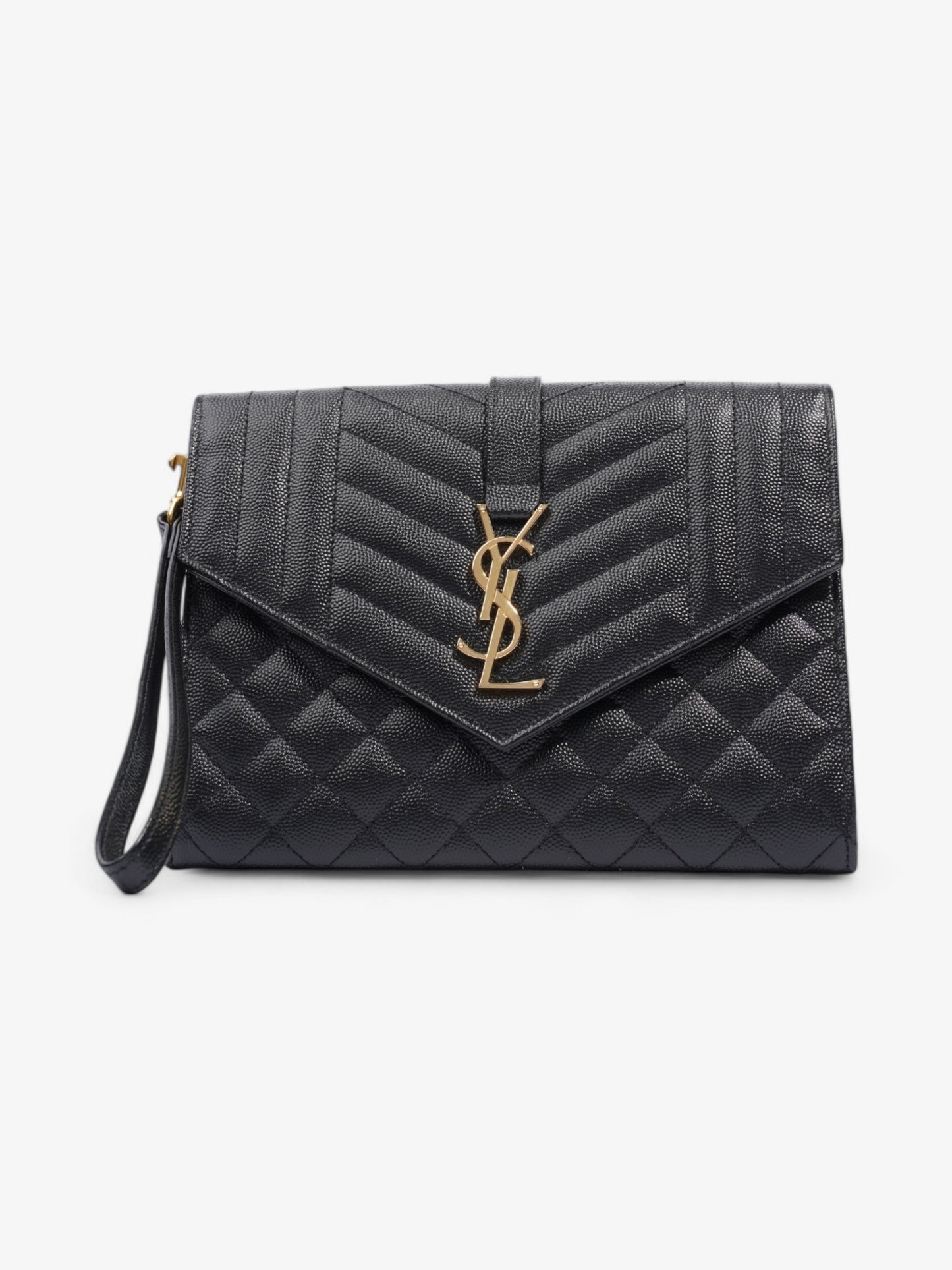Saint Laurent Monogram Envelope Clutch Black Grained Leather