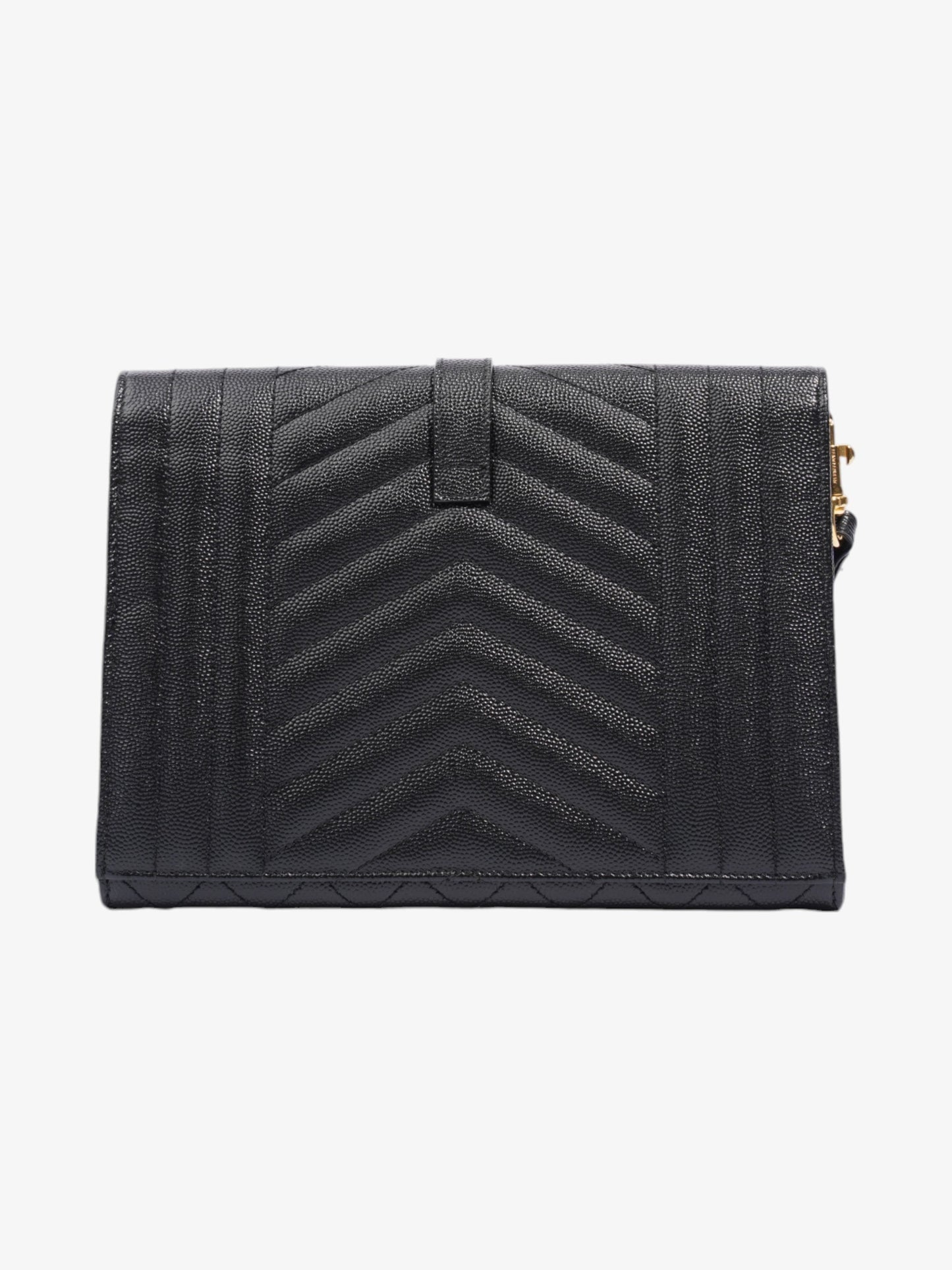 Saint Laurent Monogram Envelope Clutch Black Grained Leather