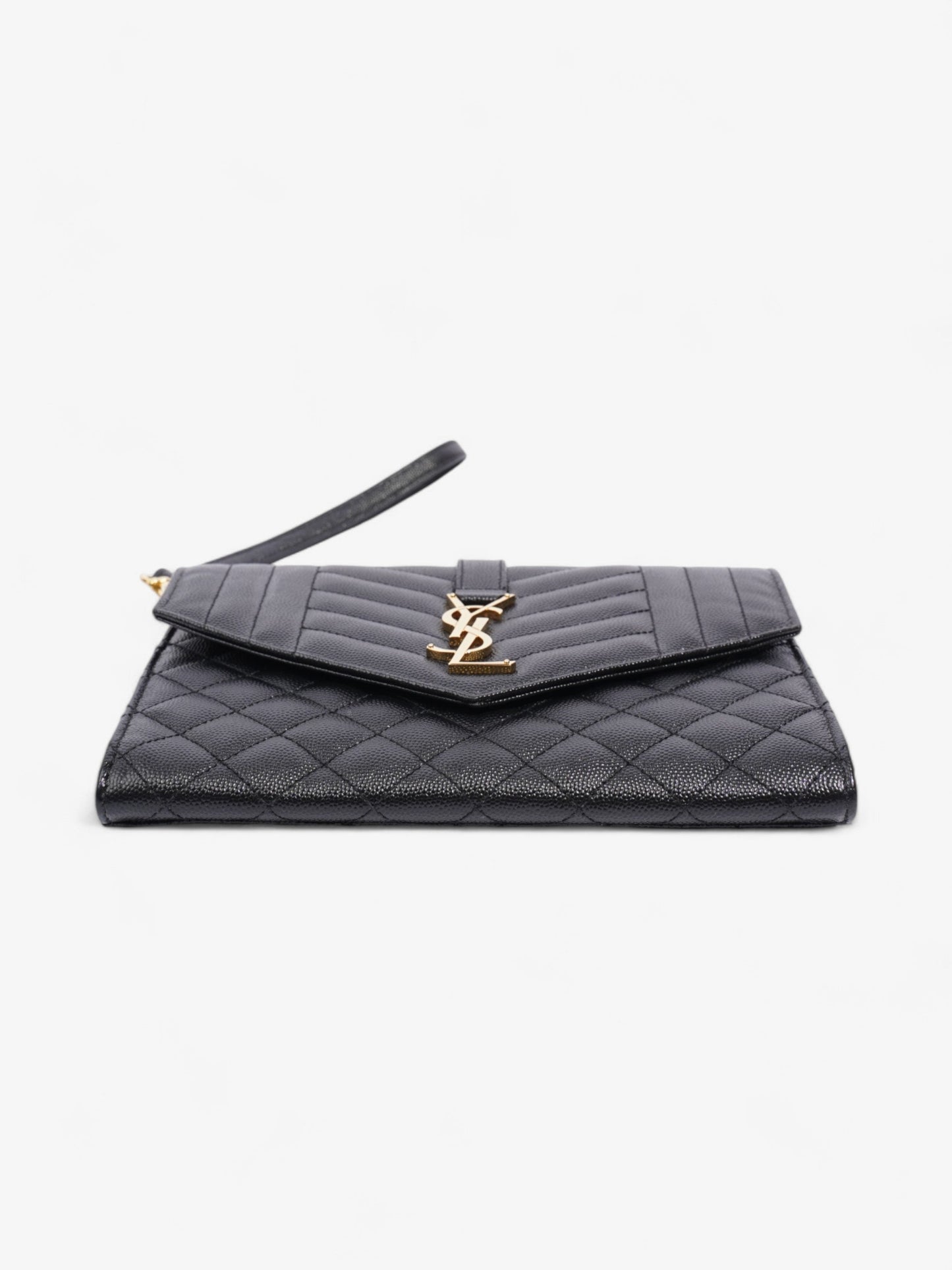 Saint Laurent Monogram Envelope Clutch Black Grained Leather