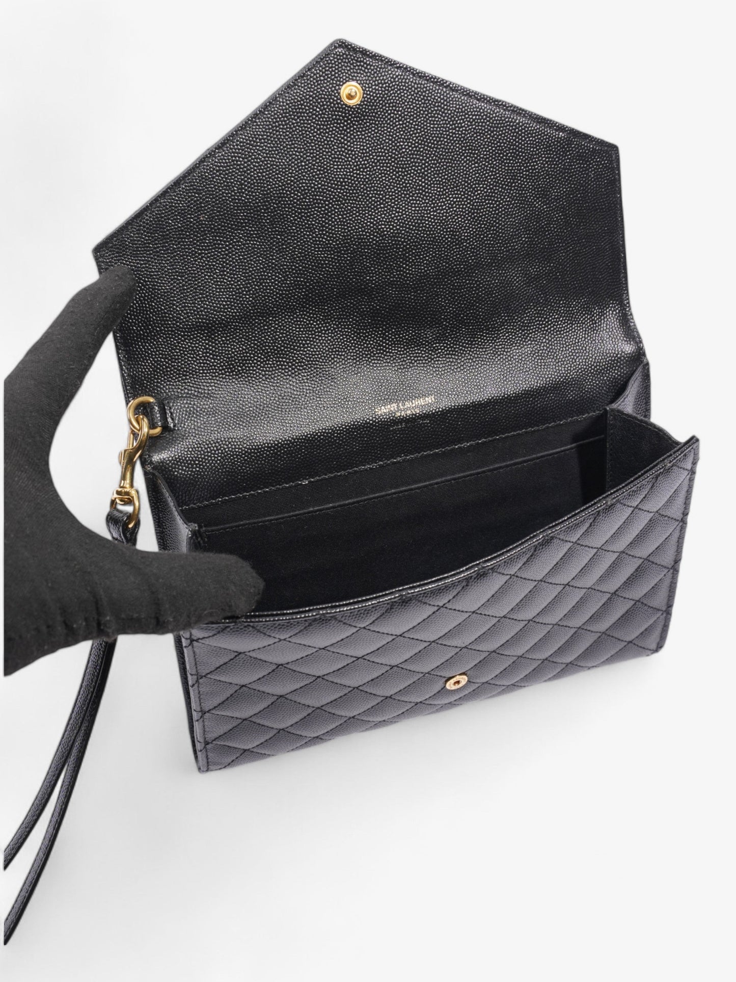 Saint Laurent Monogram Envelope Clutch Black Grained Leather