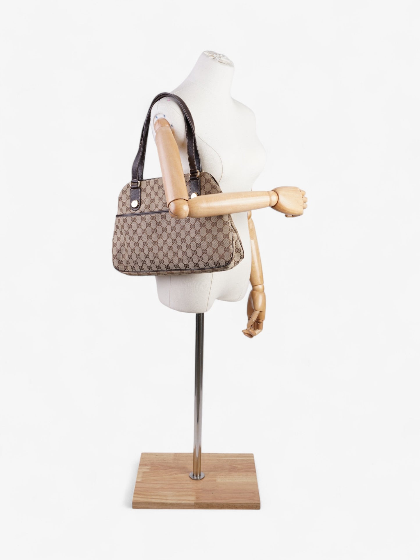Gucci Charmy Front Pocket Shoulder Bag GG Supreme / Beige / Brown Canvas