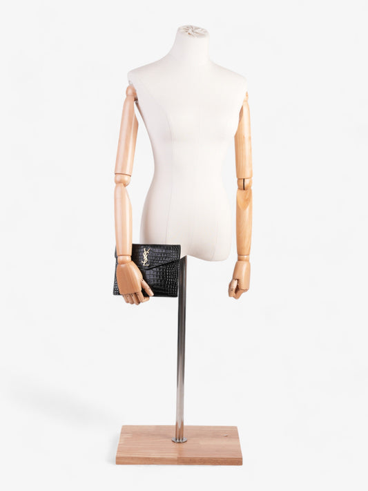 Saint Laurent Uptown Clutch Black Embossed Leather Small