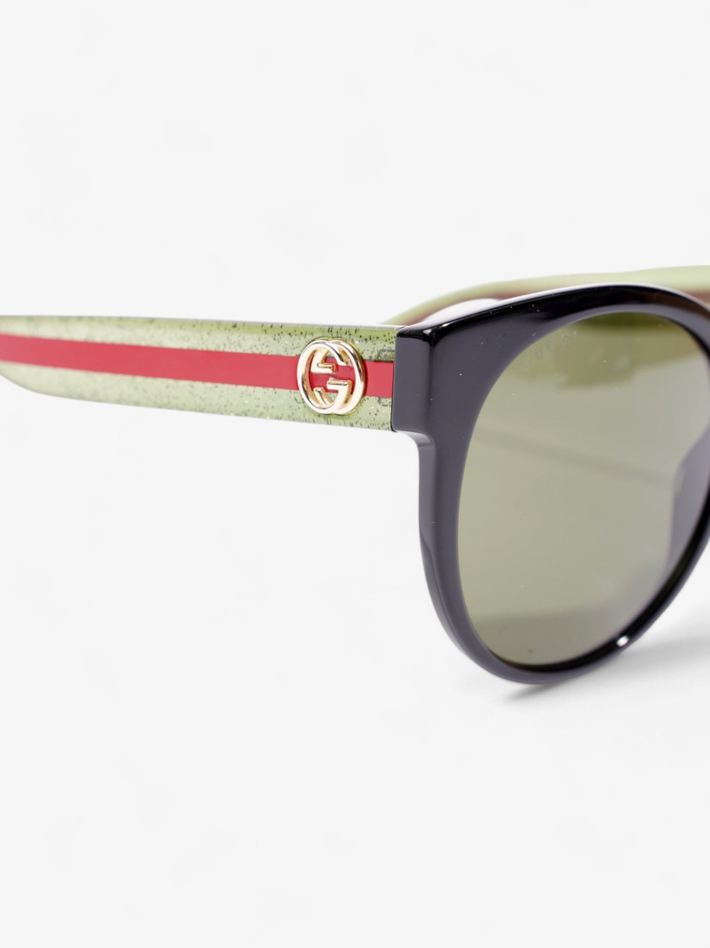 Gucci Interlocking G Sunglasses Black / Green / Red Acetate 140mm