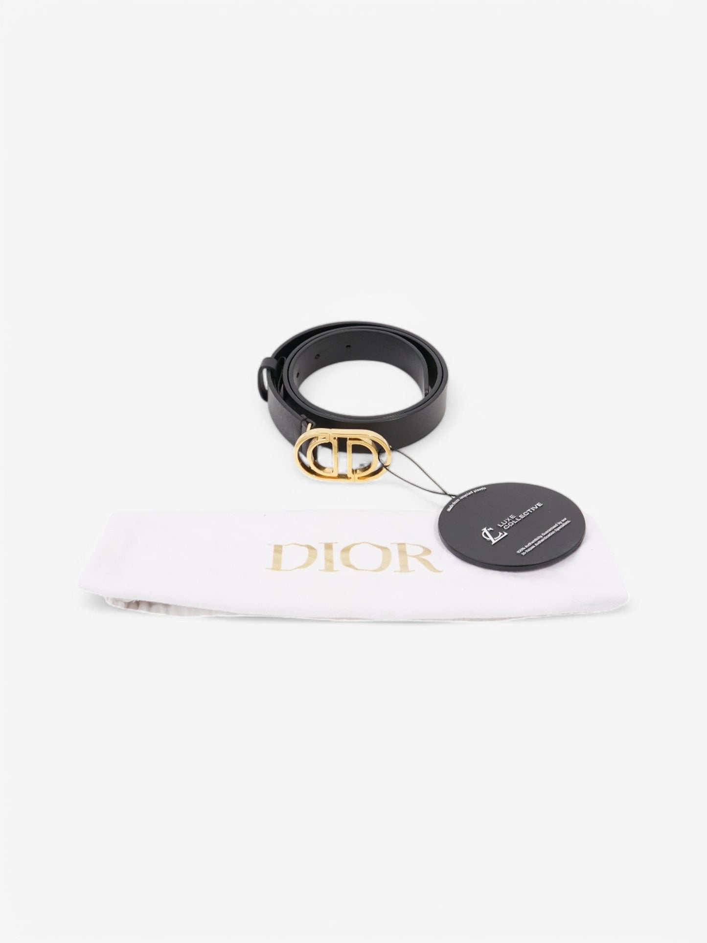 Christian Dior CD Belt Black / Gold Leather 75cm