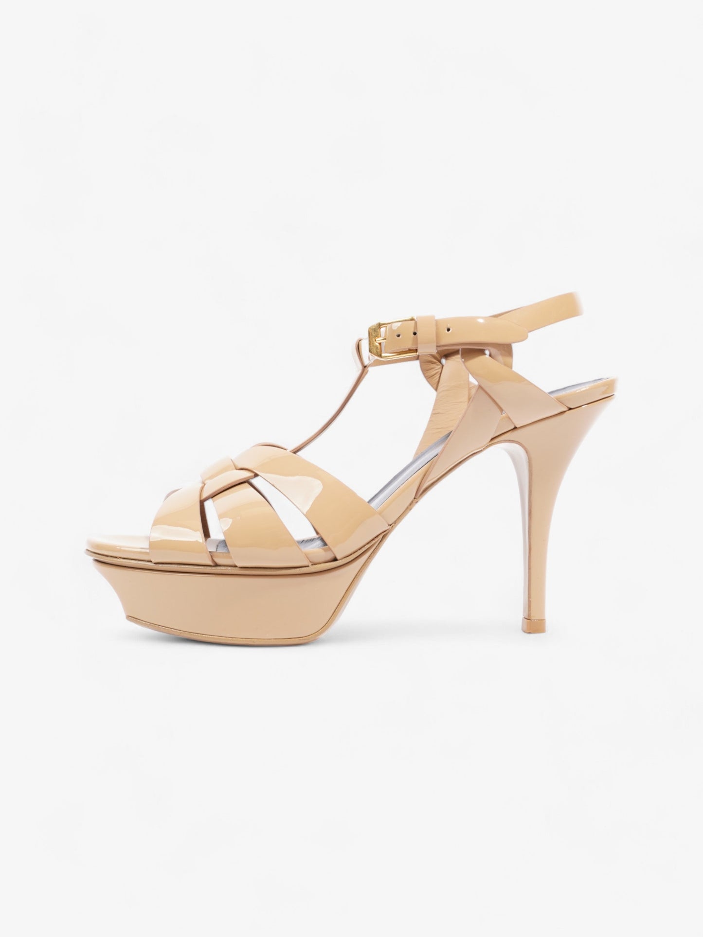 Saint Laurent Tribute 105cm Beige Patent Leather EU 36 UK 3