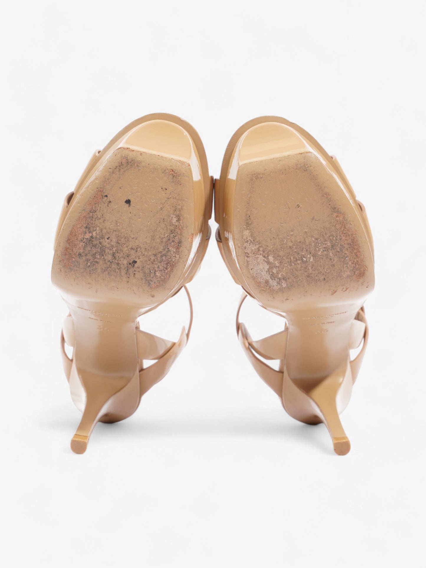 Saint Laurent Tribute 105cm Beige Patent Leather EU 36 UK 3