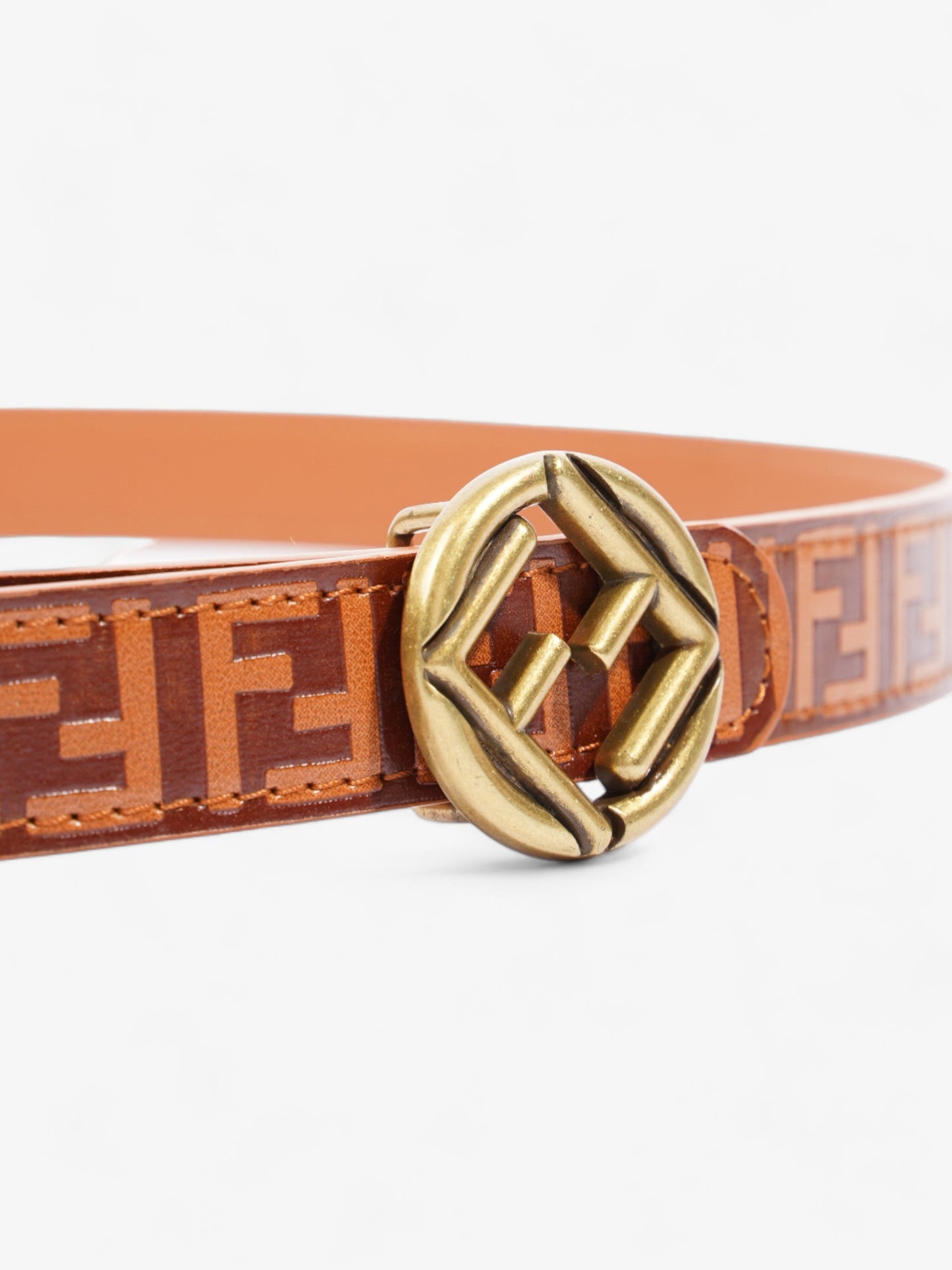 Fendi FF Embossed Belt Tan / Brown Leather 120cm / 48"