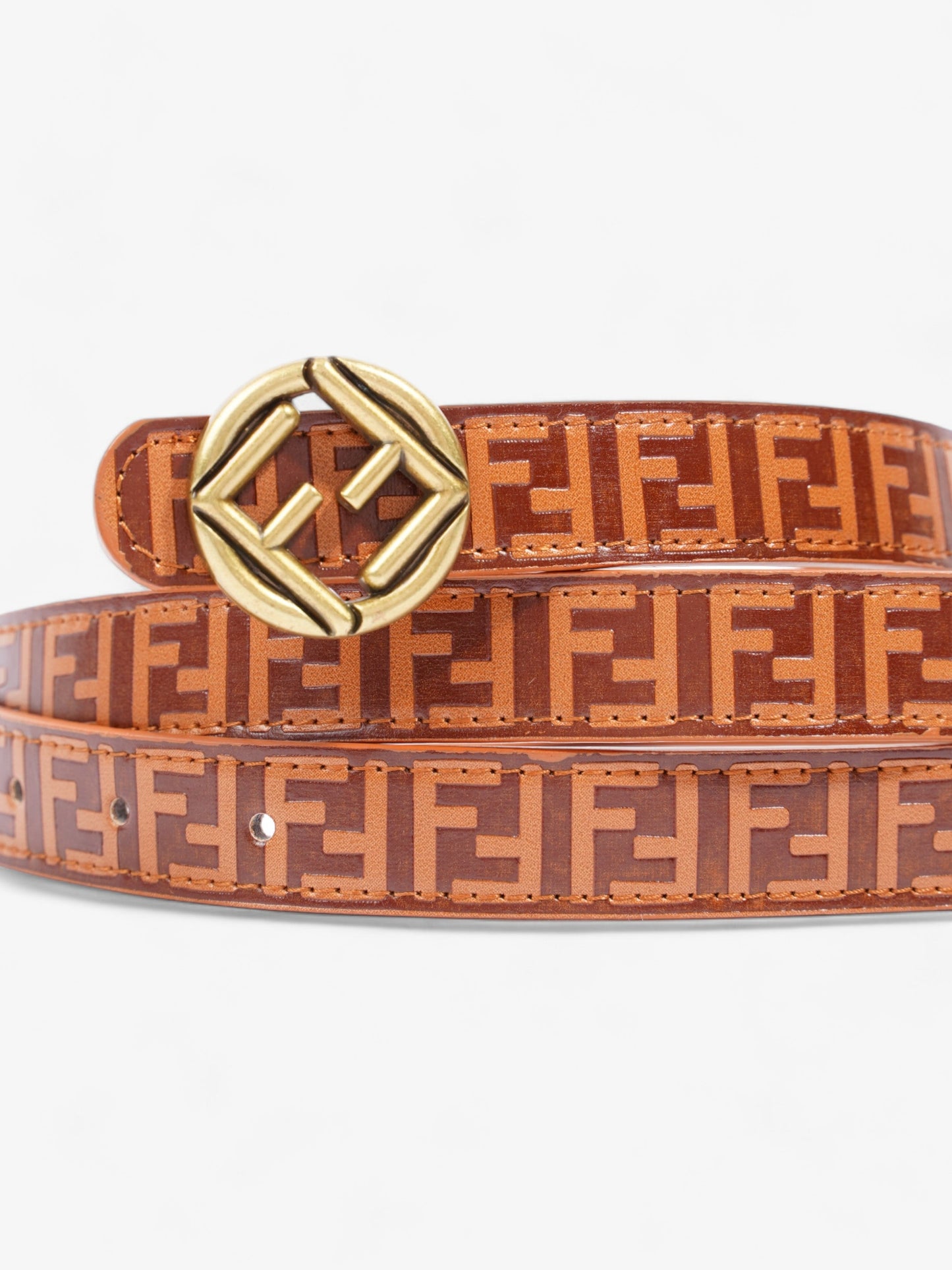 Fendi FF Embossed Belt Tan / Brown Leather 120cm / 48"