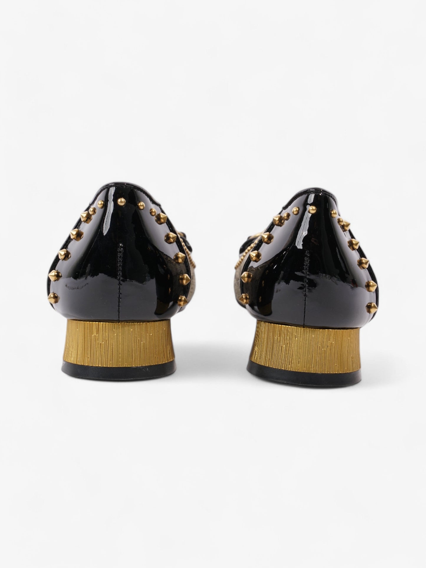 Gucci Horsebit Platform Pump 25 Beige / Black / Gold Coated Canvas EU 37.5 UK 4.5