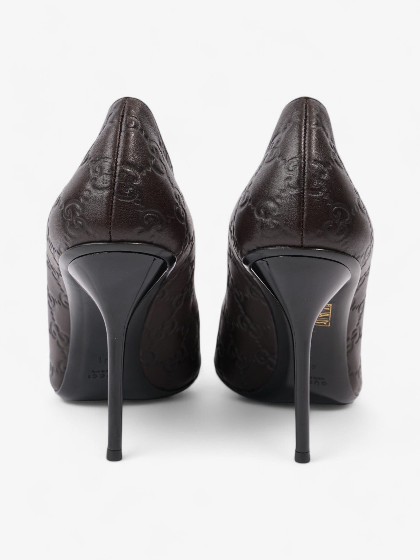 Gucci GG Embossed Heels 110 Brown Embossed Leather EU 41 UK 8