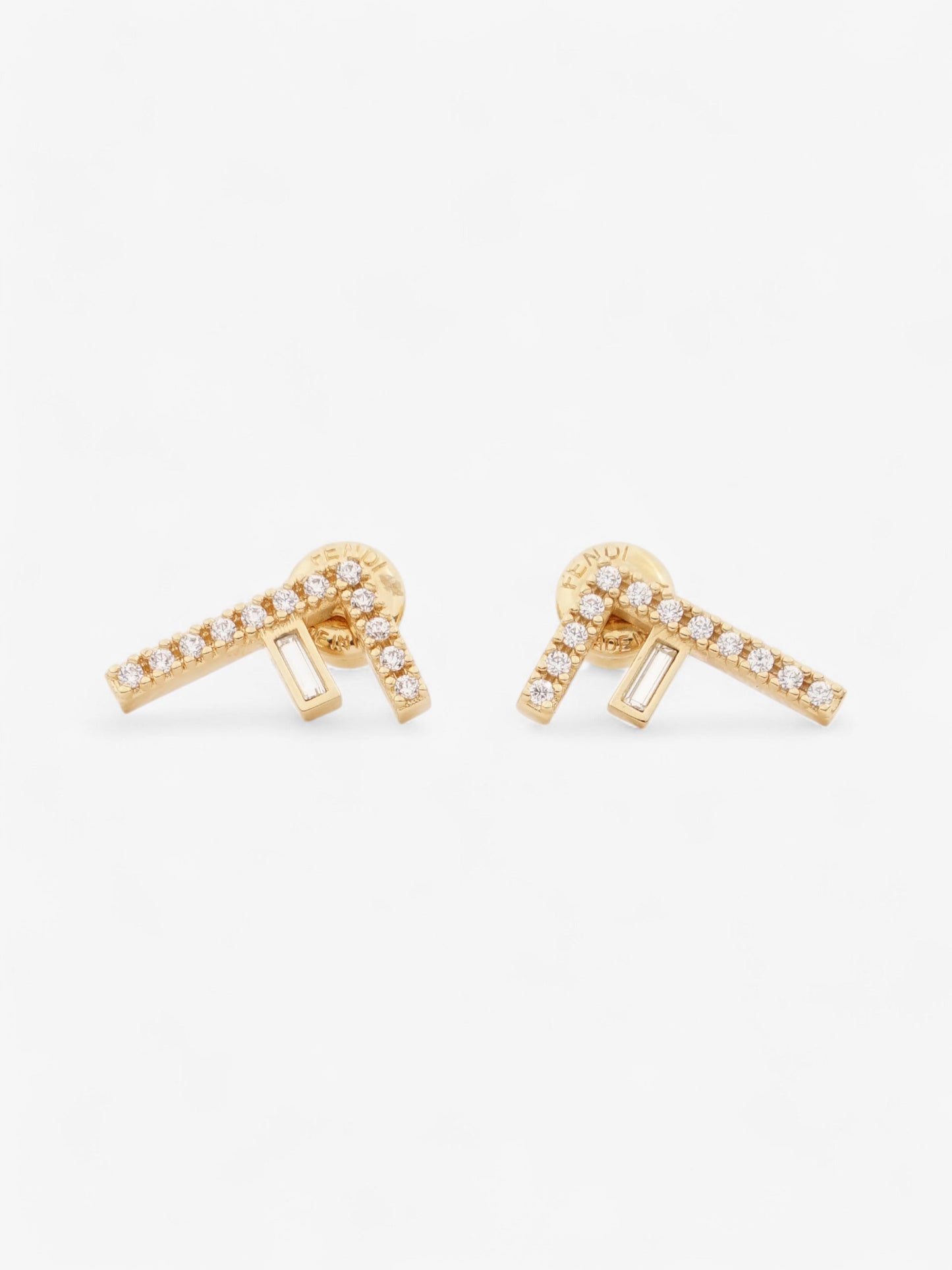 Fendi F Crystal Earrings Gold / White Base Metal