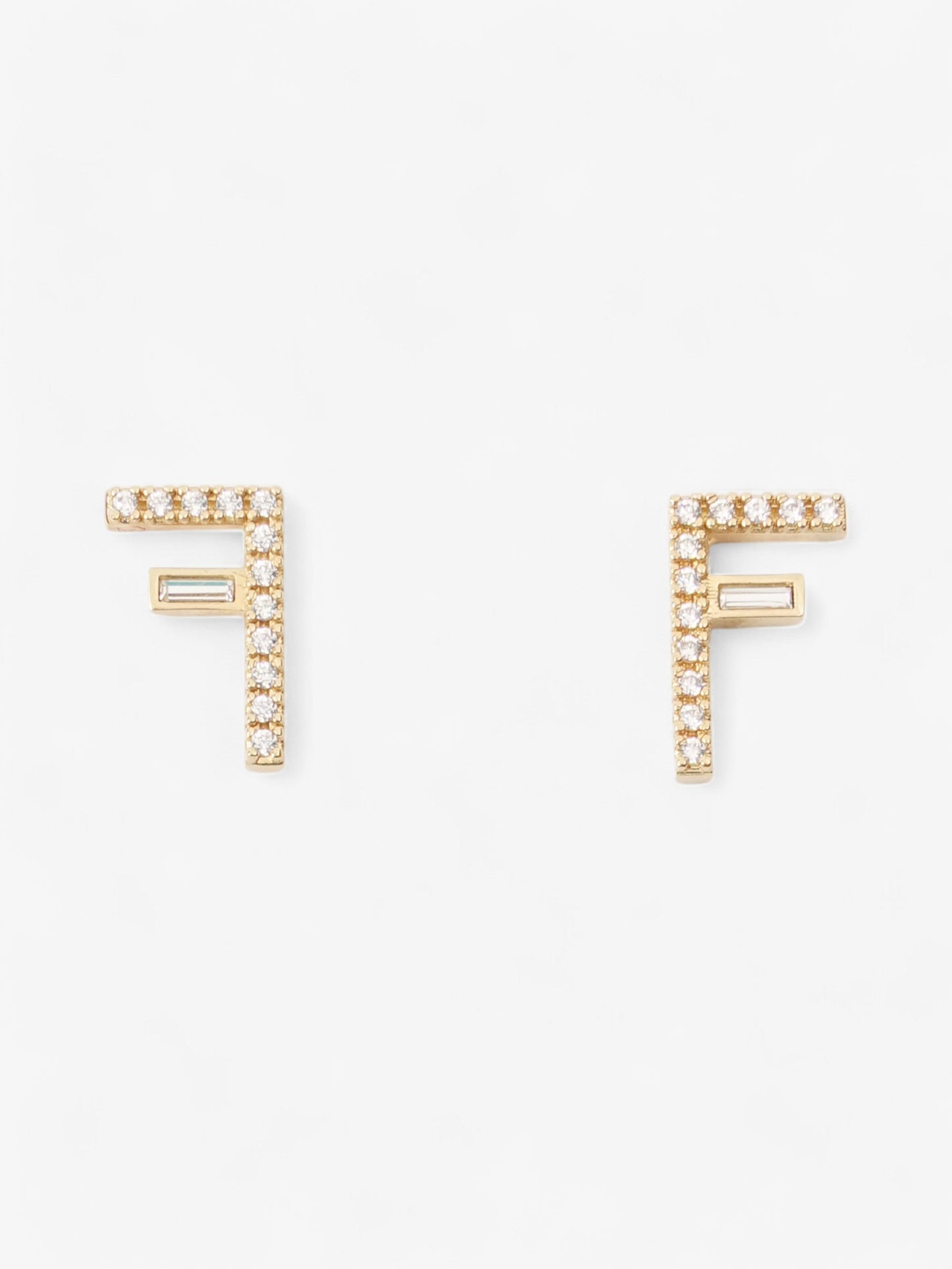 Fendi F Crystal Earrings Gold / White Base Metal