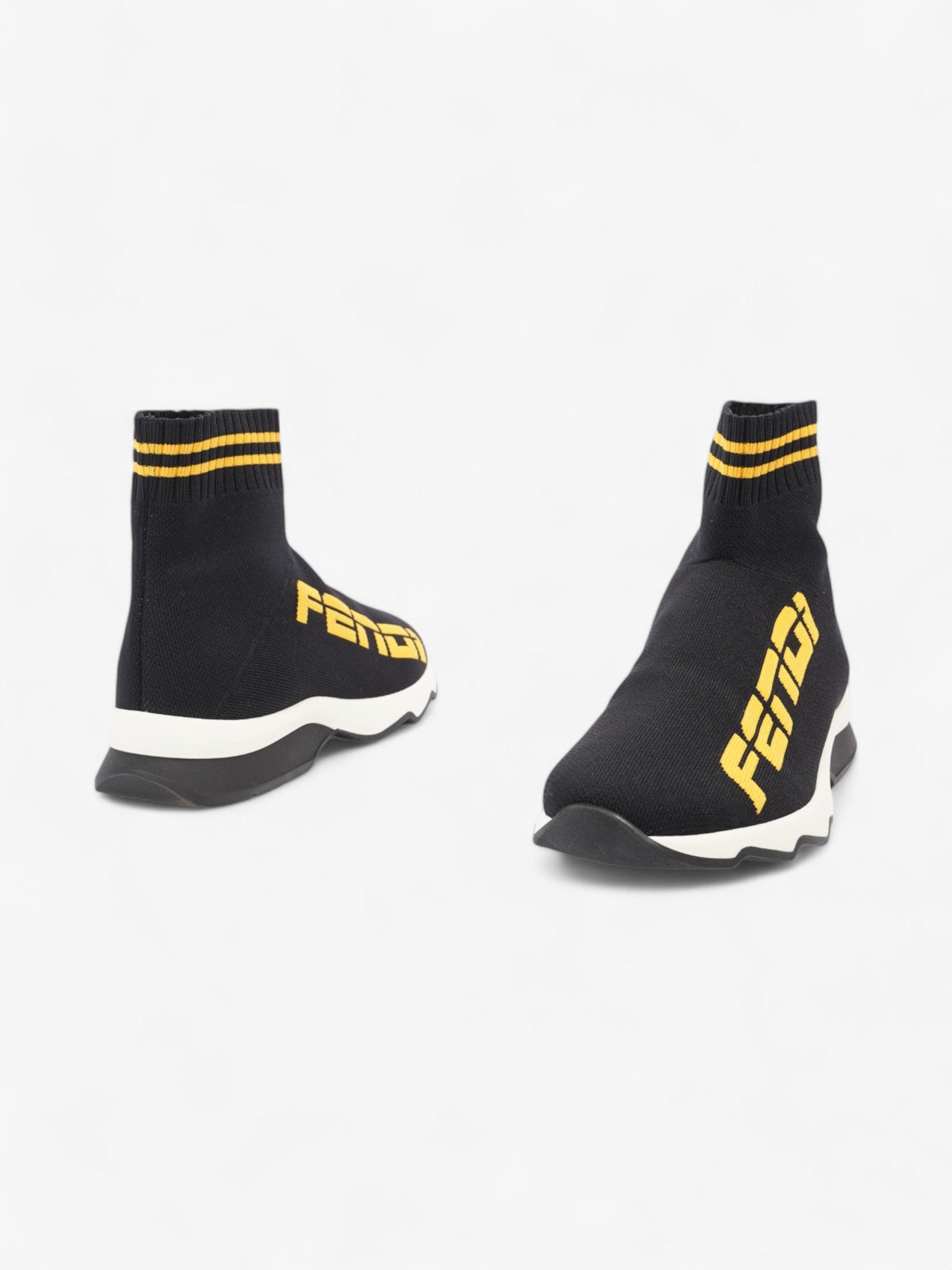Fendi Rockoko Sock Sneakers Black / Yellow Cotton EU 38 UK 5