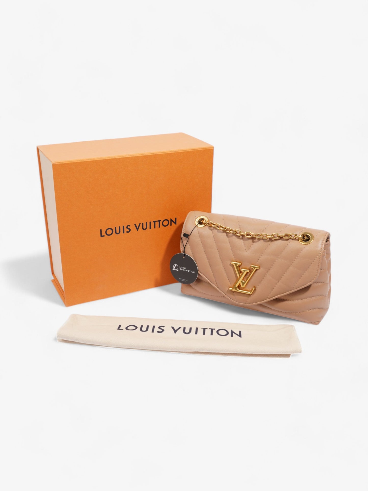 Louis Vuitton New Wave Chain Bag Beige Leather MM