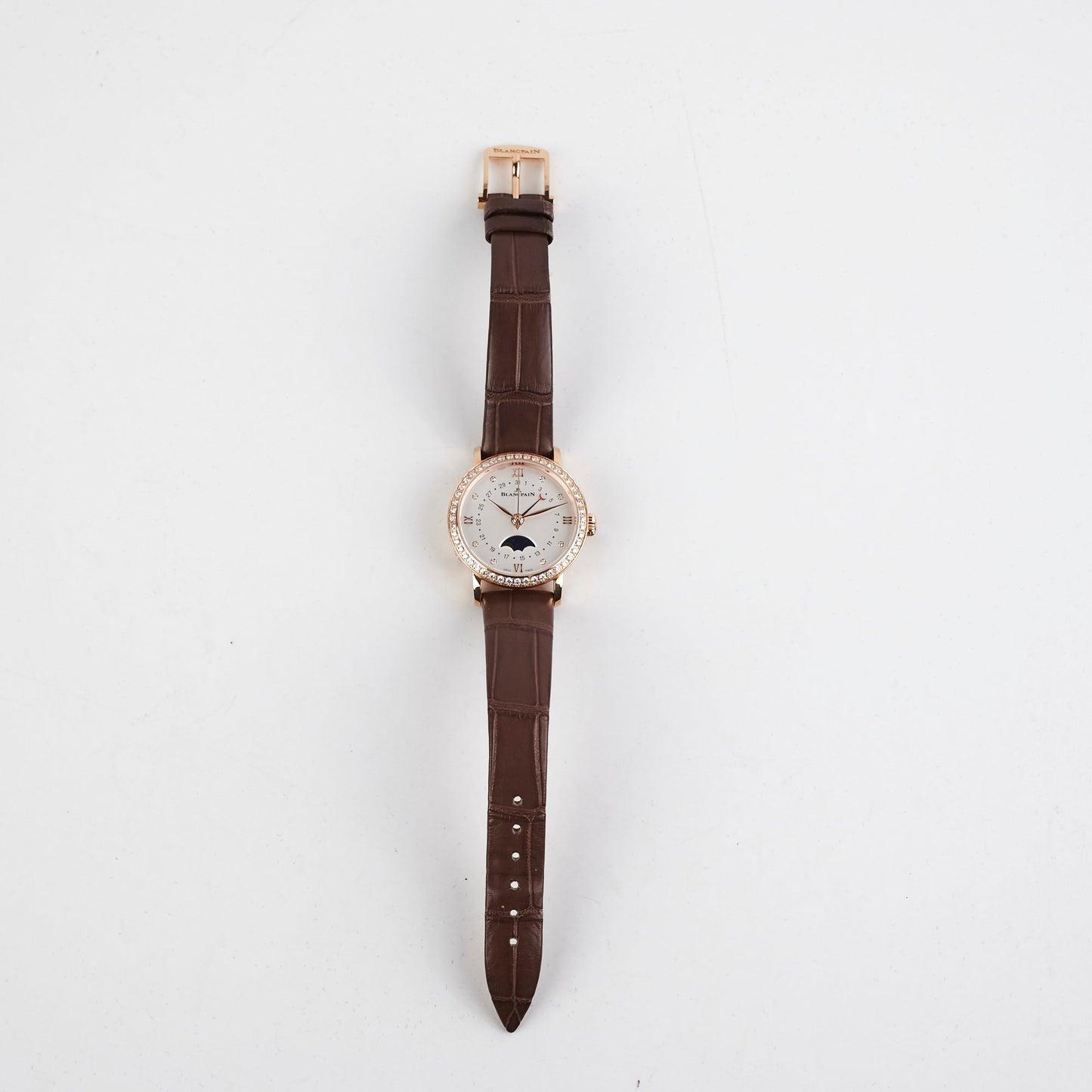 Blancpain Villeret 29mm Rose Gold Moonphase Diamond Watch