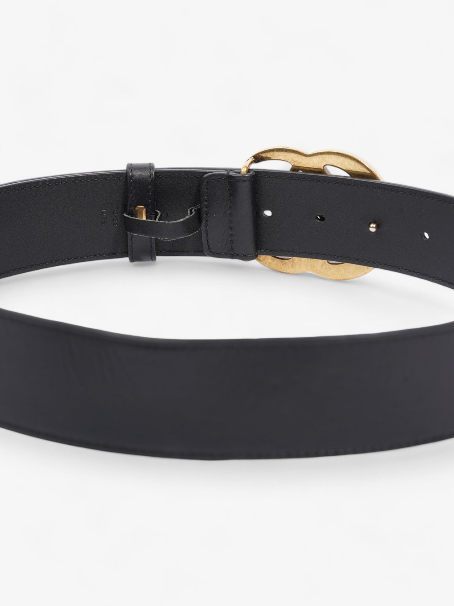 Gucci GG Marmont 2015 Re-Edition Wide Belt Black / Gold Leather 70cm / 28"